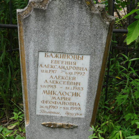 Бажинова Евгения Александровна Бажинов Алексей Алексеевич Миклосик Мария Феофановна